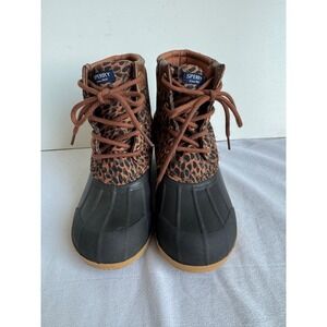 Sperry Saltwater Duck Boots Kids 3M Leopard Rain Brown Black waterproof snow ski
